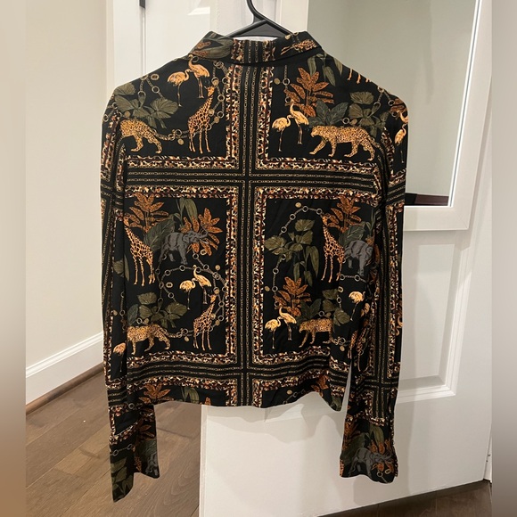 Zara Animal Print Button Down Shirt - Picture 3 of 5